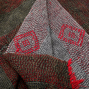 Kantha Throw Charcoal and Red Pattern
