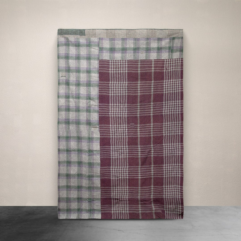 Kantha Throw Burgundy Plaid