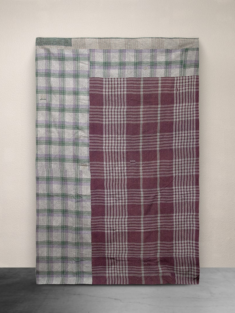Kantha Throw Burgundy Plaid