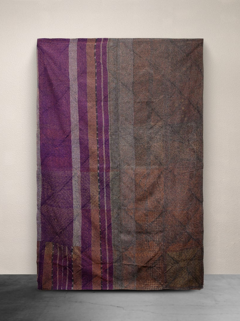 Kantha Throw Charcoal and Purple
