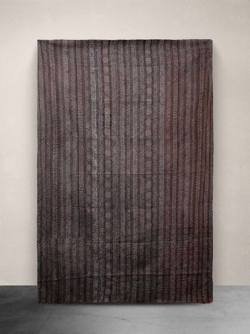 Kantha Throw Charcoal with Orange Stitch