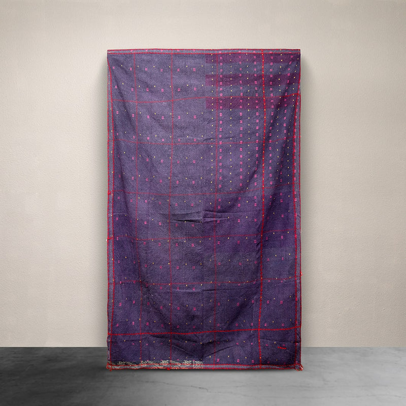 Kantha Throw Deep Plum and Red