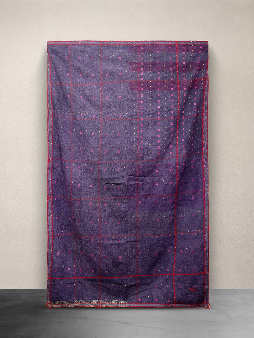 Kantha Throw Deep Plum and Red