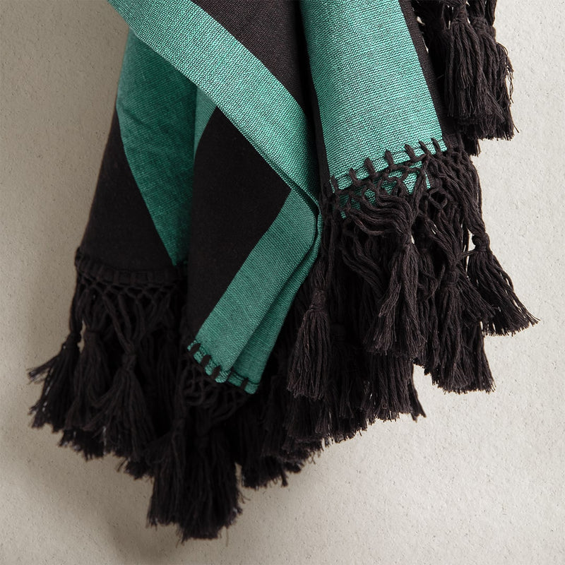 Hero Throw - Turquoise and Brown - Tassel