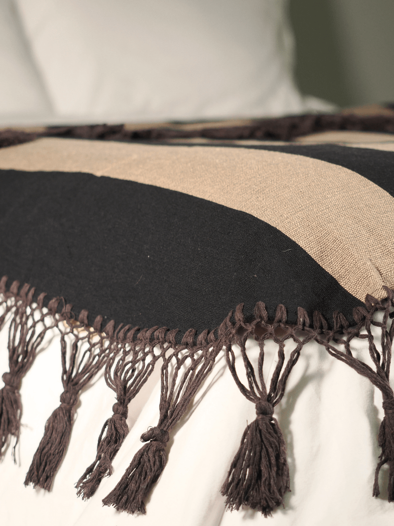 Hero Throw - Black + Taupe - Tassel