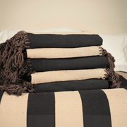 Hero Throw - Black + Taupe - Tassel