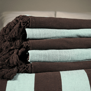 Hero Throw - Turquoise and Brown - Tassel