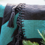 Hero Throw - Turquoise and Brown - Tassel