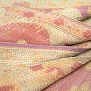 Kantha Throw Butter Yellow and Pink Floral
