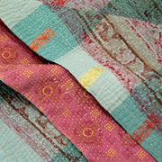 Kantha Throw Mixed Pattern with Metallic Embroidery