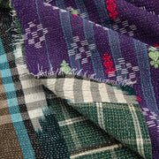 Kantha Throw Purple and Green Plaid