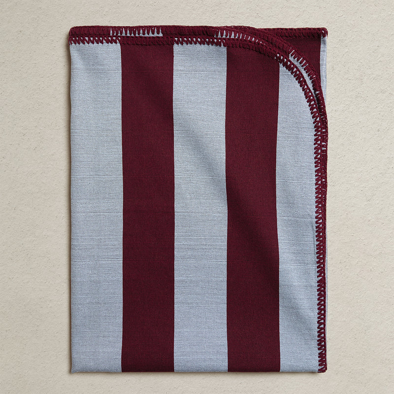 Market Throw -Dove Blue + Burgundy - Stitch