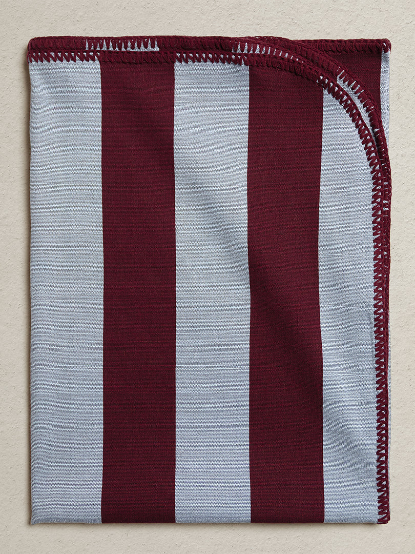 Market Throw -Dove Blue + Burgundy - Stitch