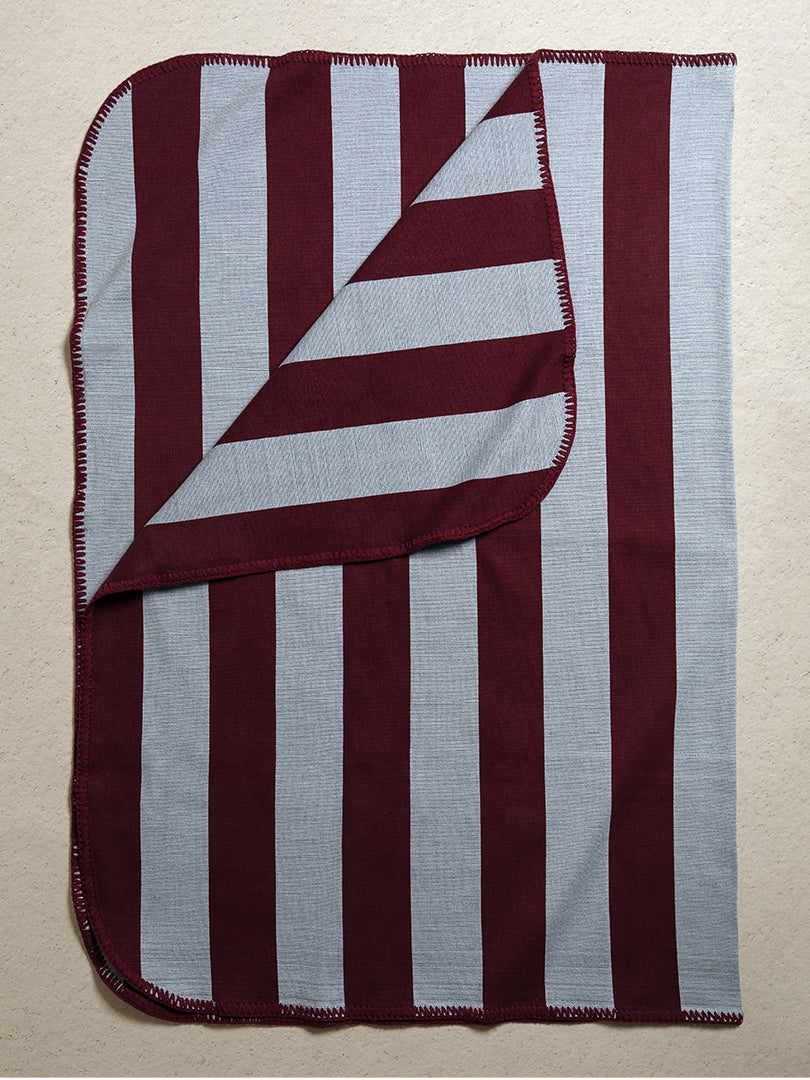 Market Throw -Dove Blue + Burgundy - Stitch