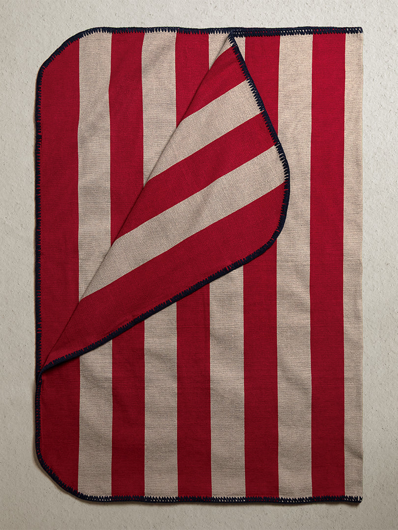 Market Throw -Wheat + Red - Stitch