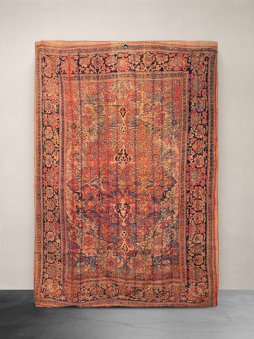 Kantha Throw Orange and Mint Tapestry