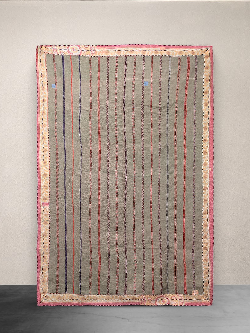 Kantha Throw Orange and Mint Tapestry