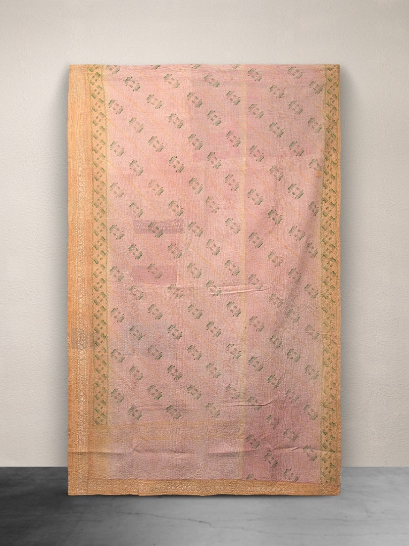 Kantha Throw Pink and Peach Border