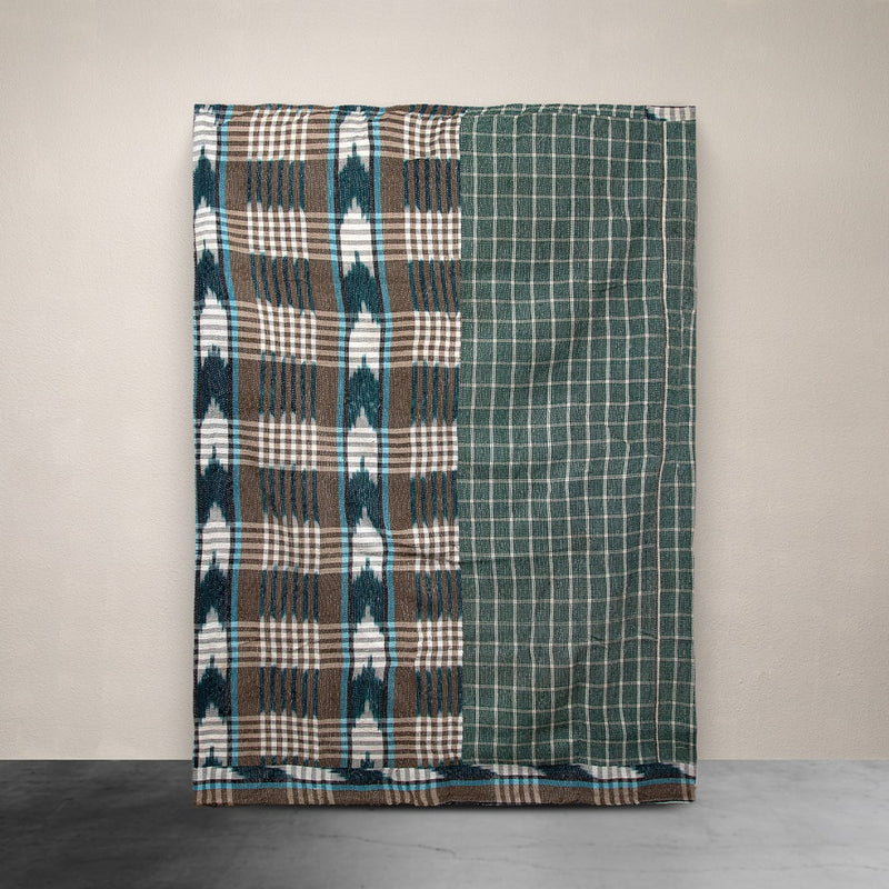 Kantha Throw Purple and Green Plaid