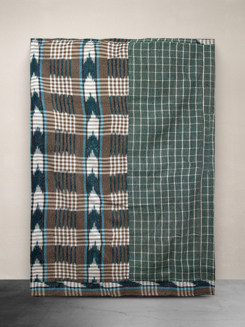 Kantha Throw Purple and Green Plaid