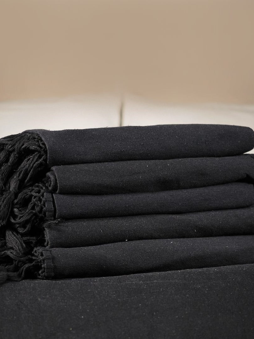 Solids Throw - Black - Tassel