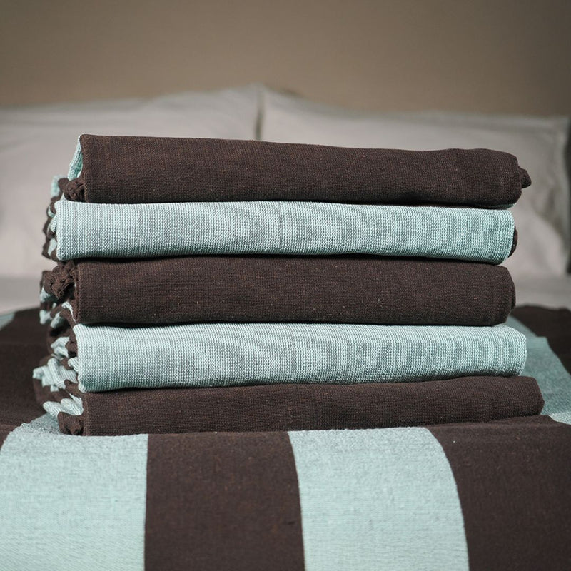 Sunday Throw - Mint + Chocolate - Stitch