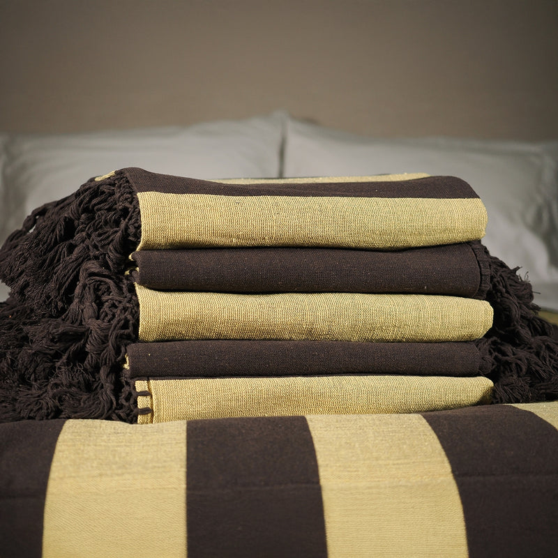 Sunday Throw - Butter + Chocolate - Tassel