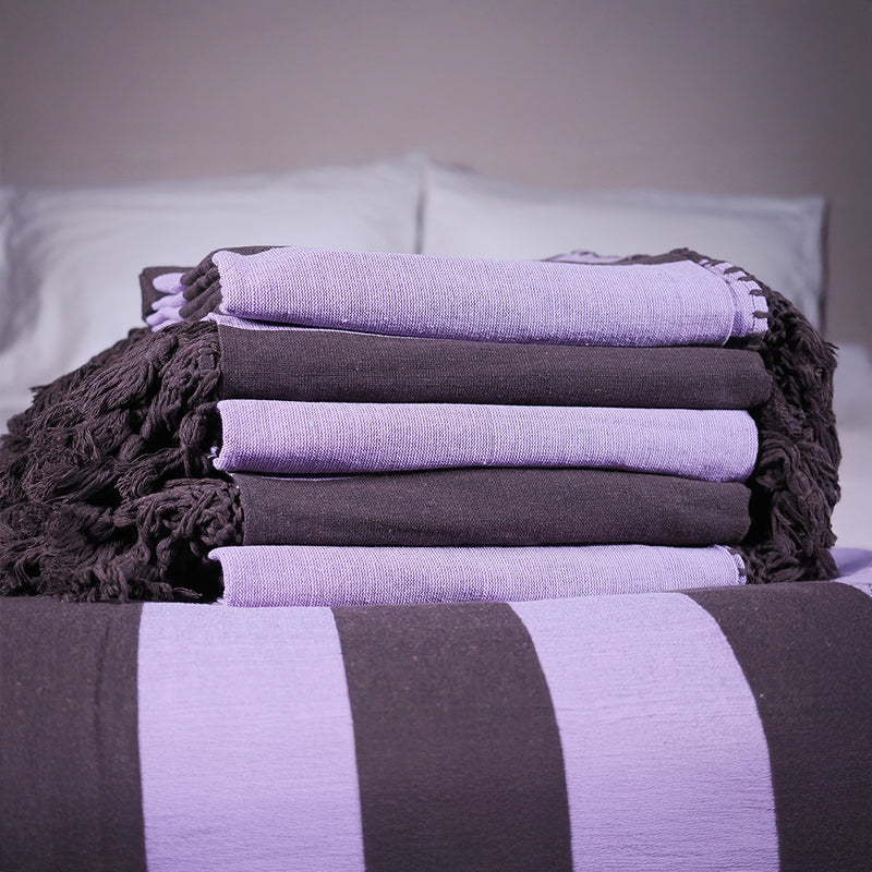 Sunday Throw - Lilac + Chocolate - Tassel