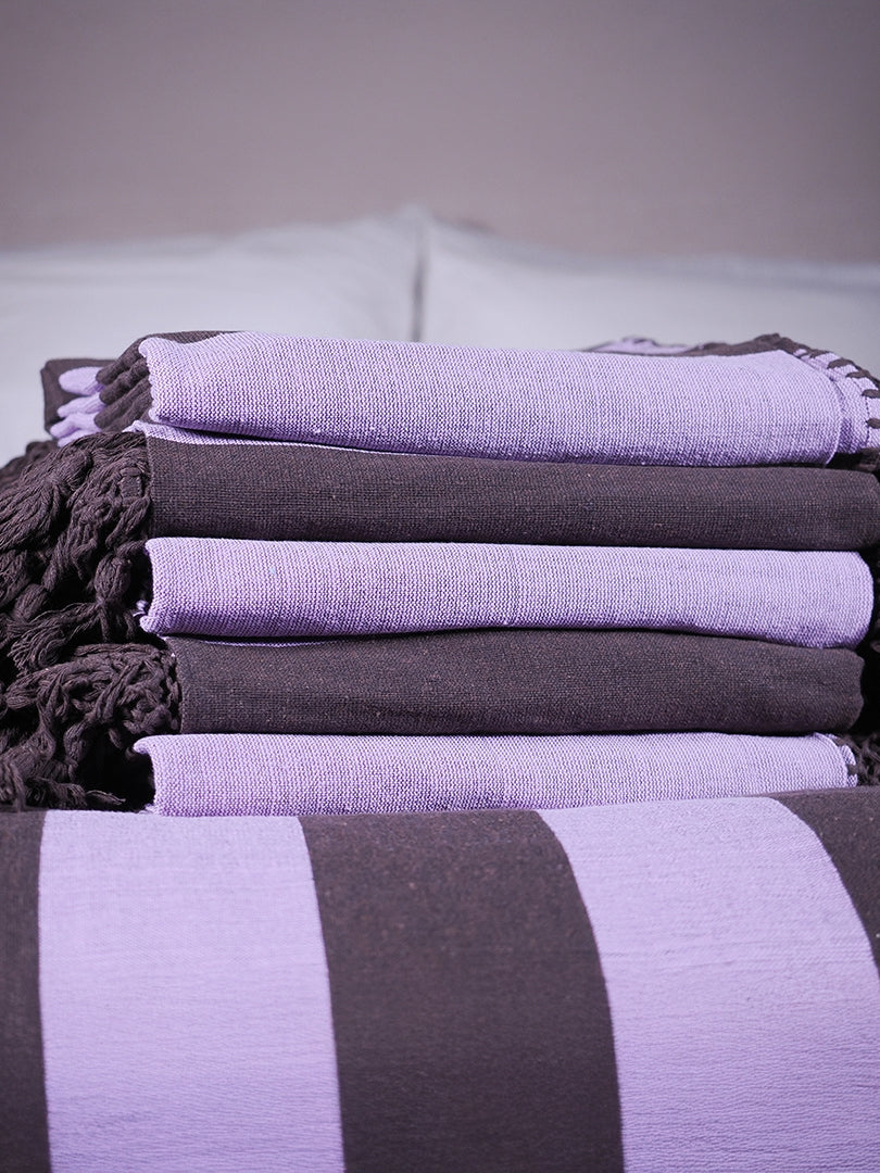 Sunday Throw - Lilac + Chocolate - Tassel