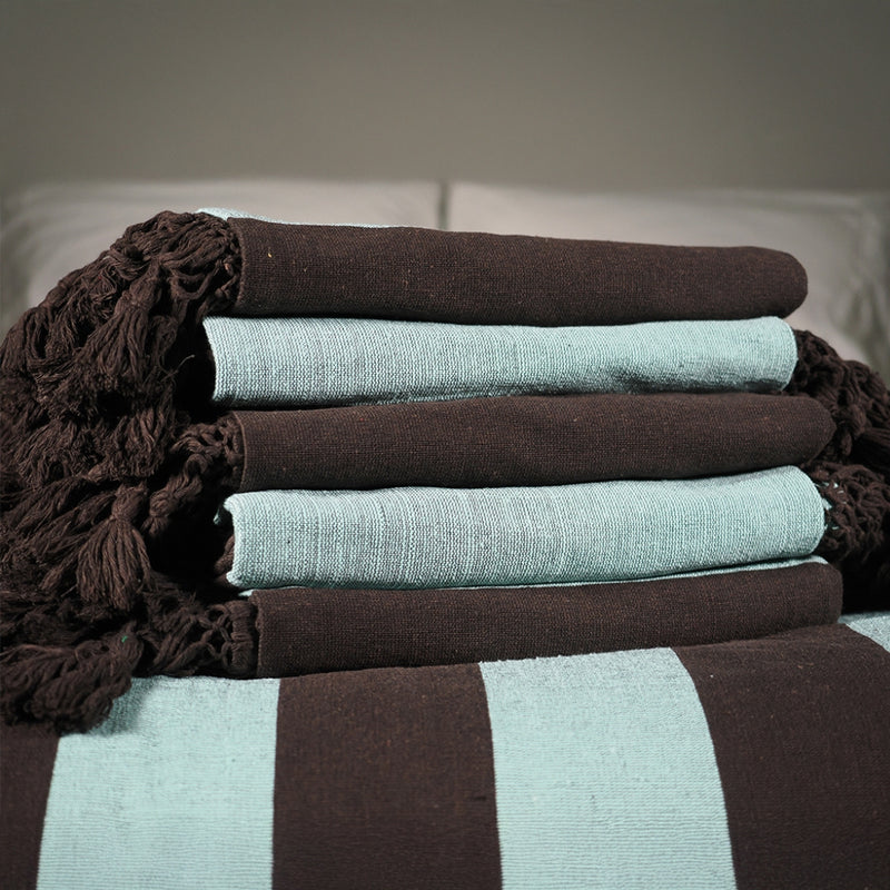 Sunday Throw - Mint + Chocolate - Tassel